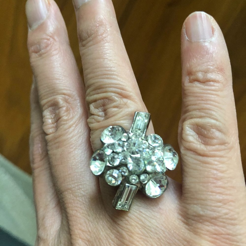 VTG French Sparkling Ring Silvertone